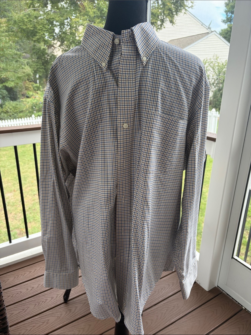 Ralph Lauren Men’s Long-Sleeve Button-Down in Blue and White Check
